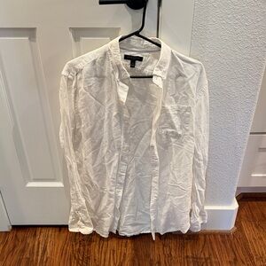 Banana Republic White Linen Casual Button Down Shirt MT